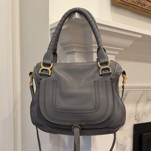 Chloe Gray Shoulder Bag with Gold Hardware